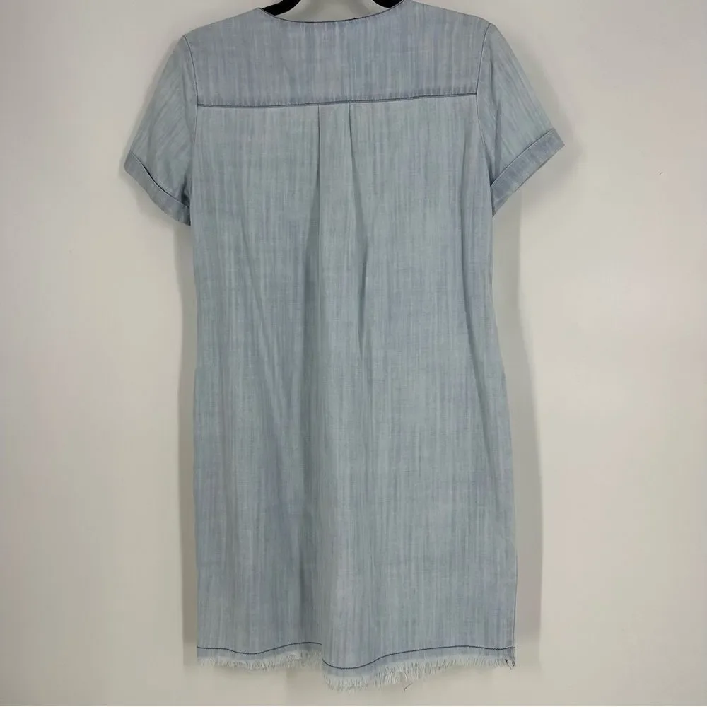 LULUS Women’s Light Blue Denim Lace Up Shift Dress Sz S